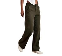 Pantaloni in Cotone A Coste da Donna Vintage, Verde Oliva Pantaloni Cargo A Vita Alta Y2K Pantaloni A Gamba Dritta Pantaloni Larghi A Gamba Larga Autunno Inverno Pantaloni Casual Pantaloni con Tasch