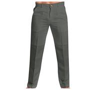 Pantaloni in cotone e lino: pantaloni chino da uomo, vestibilità regolare, casual, con elastico in vita, tinta unita, pantaloni slim da uomo dritti con bottoni, vestibilità larga, con coulisse,