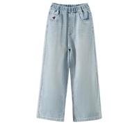 Pantaloni in Denim a Vita Alta per Ragazze con Ricamo a Cuore Modello Casual e Dritto per Adolescenti Comodi (9-Light Blue, 11-12 Years)
