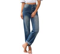 Pantaloni in denim da donna Jeans per le donne Western High Cut Flare Gamba larga Gamba dritta Gamba Lunga Gamba Taglio Gamba Taglio Estate Autunno 2025, D-685 Blu Reale, XL
