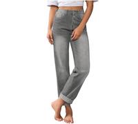 Pantaloni in denim da donna Jeans per le donne Western High Cut Flare Gamba larga Gamba dritta Gamba Lunga Gamba Taglio Gamba Taglio Estate Autunno 2025, D-685 Grigio, L