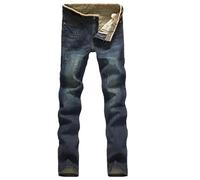 Pantaloni in Denim di Cotone da Uomo, Jeans Elasticizzati Con Parte Anteriore Piatta, Vestibilità Regolare, Dritti, Classici Basici, Eleganti e Resistenti