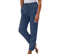 Pantaloni in lino da donna a gamba larga: pantaloni estivi leggeri da donna, lunghi in cotone, casual, estivi, pantaloni da spiaggia, pantaloni da jogging, tinta unita, per attività all'aperto, per il