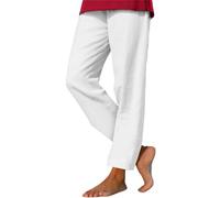 Pantaloni in lino, da donna, casual, a vita alta, in cotone, in lino, comodi, in tinta unita, leggeri, in mussola traspirante, per attività all'aperto, vita elasticizzata, con coulisse e tasche, S-5Xl
