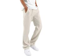Pantaloni in lino, da uomo, estivi, leggeri, per il tempo libero, da uomo, in cotone, per yoga, per la casa, ad asciugatura rapida, in tessuto sottile, gamba dritta, pantaloni da jogging con tasche