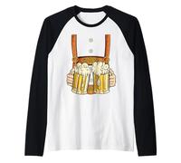 Pantaloni in Pelle Costume Oktoberfest Clothing Men Prost Beer Mug Maglia con Maniche Raglan