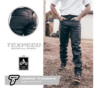 Pantaloni In Pelle Da Moto Biker Neri Sportivi Con Armatura CE