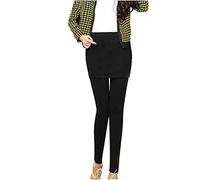 Pantaloni in pile da donna, caldi, spessi, leggings da donna, leggings con gonne, collant termici, lunghi, elasticizzati, termici, invernali, grandi dimensioni, leggings invernali a maglia, Nero , S