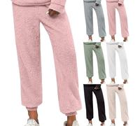 Pantaloni in pile da donna invernali caldi, pantaloni 3/4 da donna, larghi, scacchi pilou Trousers casual, abbigliamento quotidiano loungewear casa Slacks semplice gamba dritta tinta unita Trousers