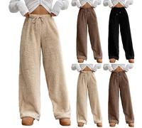 Pantaloni in pile da donna invernali caldi, pantaloni da donna a vita elasticizzata di grandi dimensioni, slacks pilou Trousers Inverno abbigliamento casual gamba larghezza termica cinghie coulisse