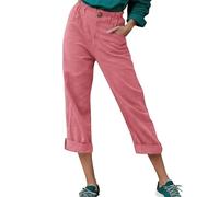 Pantaloni in tessuto da donna a 3/4, casual, a vita alta, elasticizzati, leggeri, comodi, tinta unita, vestibilità stretta, per jogging, attività all'aperto, trekking, allenamento, tempo libero, con