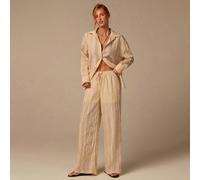 Pantaloni in tessuto plissettato e trasparente con stampa digitale per donna, tessuto speciale, adatti per vacanze estive e protezione dal sole, ideali per spiaggia, weekend casual e tempo libero, col