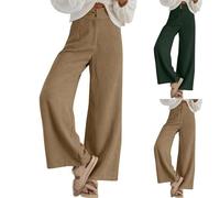 Pantaloni in velluto a coste da donna a vita alta gamba larga - Pantaloni per il tempo libero in velluto a coste pantaloni palazzo tinta unita eleganti pantaloni di stoffa caldi pantaloni invernali