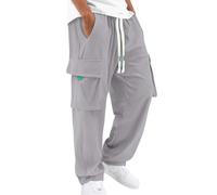 Pantaloni in velluto a coste da uomo, con coulisse, elasticizzati, in vita per il tempo libero, lunghi, in cotone, casual, vestibilità larga, pantaloni sportivi alla moda, grigio., S
