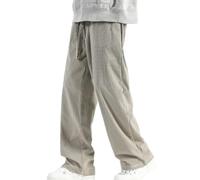 Pantaloni in velluto a coste, pantaloni in velluto a coste da uomo, pantaloni casual in velluto a coste da uomo, pantaloni casual larghi e dritti con coulisse e vita elastica (Grigio,3XL)