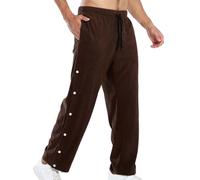 Pantaloni Invernali Uomo - Pantaloni Casual a Righe Larghi con Bottoni per Un Comfort e Uno Stile Che durano Tutto Il Giorno (Coffee, L)