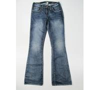 Pantaloni Jeans Argento Suki Flare Pantaloni Denim Jeans Pantalone Blu Nuovo 28