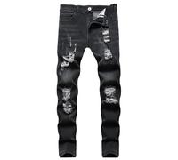 Pantaloni Jeans da Strada Pantaloni Hip-Hop retrò a Tubo Dritto Slim Fit da Uomo Pantaloni da Lavoro Tecnici Pantalone di