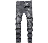 Pantaloni Jeans da Strada Pantaloni Hip-Hop retrò a Tubo Dritto Slim Fit da Uomo Pantaloni da Lavoro Tecnici Pantalone di