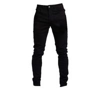 Pantaloni jeans da uomo skinny elasticizzati strappati affusolati blu chiaro, vita elastica, design sollevamento del sedere, invecchiato con fori per il ginocchio, pantaloni in denim di cotone slim