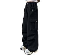 Pantaloni Jogging per Bambina Larghi in Cotone a Gamba Larga da Street Dance Stile Hip Hop Fashion Sportivo e Il Tempo Libero