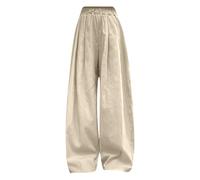 Pantaloni larghi a tinta unita per ragazze, pantaloni a gamba larga per adolescenti in lino elastico in vita Palazzo Joggers per bambini pantaloni casual larghi estivi pantaloni svasati tuta fluida