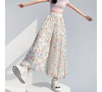 Pantaloni Larghi Bianchi Con Fantasia Floreale Estivi A Gamba Ampia CF43166