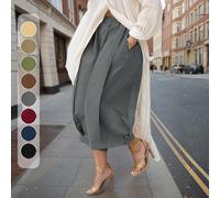 Pantaloni larghi casual da donna con vita elastica e tasche, colore bordeaux - pantaloni di alta qualità dalla vestibilità rilassata, adatti per San Valentino L,M,S,XLBlocchi di coloreTessuto intrecci