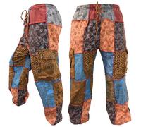 Pantaloni Larghi Casual Hippie A Stampa Funghi Patchwork