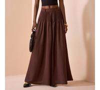 Pantaloni larghi con pieghe e tasche laterali, in tessuto marrone stropicciato, nuovi arrivi autunnali 2025 per festival musicali, Pasqua, San Patrizio, stile western, stile nomade, feste di compleann