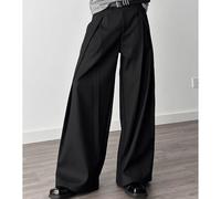 Pantaloni larghi da uomo a gamba larga con drappeggio 3D lungo fino al pavimento, pantaloni stampati, per vacanze, club, tempo libero, uso quotidiano, vestibilità regolare (M, nero)