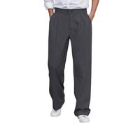 Pantaloni larghi da uomo in tessuto con gamba dritta, pantaloni casual per il tempo libero con pieghe in vita, comodi pantaloni in stile palazzo per un look rilassato, Stil_a03 Grigio, L