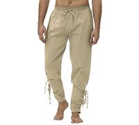 Pantaloni larghi da uomo, stile medievale, stile rinascimentale, vintage, vestibilità aderente, con elastico in vita e coulisse, pantaloni casual traspiranti, per feste a tema Halloween, cosplay