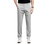Pantaloni larghi diritti della primavera dell'uomo Pantaloni elasticizzati in seta di gelso, Grigio chiaro, 29 W