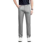 Pantaloni larghi diritti della primavera dell'uomo Pantaloni elasticizzati in seta di gelso, Grigio scuro, 32 W