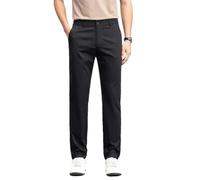 Pantaloni larghi diritti della primavera dell'uomo Pantaloni elasticizzati in seta di gelso, Nero , 38 W