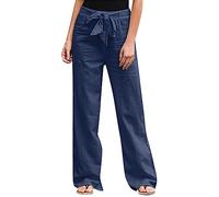 Pantaloni Larghi Donna Leggeri Curvy Pantalon Cotone E Lino Vita Alta Estivi Pantalone Palazzo Elastici In Vita Con Tasche Eleganti Taglie Forti Pantaloni Lunghi Larghi Bianchi Casual Per Le Vacanze