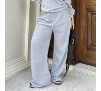 Pantaloni larghi e diritti con vita elastica grigio francese, essenziali di base casual sportivi per uscire d'estate, abbigliamento da strada per donne L,M,S,XL,XS,XXSTessuto in maglia