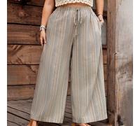 Pantaloni larghi eleganti con tasche, rosa loto, adatti per l'estate, per il lavoro e per il tempo libero, ideali per vacanze al mare, spiaggia e campagna 5XL,6XL,7XL,8XLColore unicoTessuto intrecciat