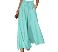 Pantaloni larghi estivi leggeri da donna Gonna-pantalone lunga a vita alta Pantaloni larghi con cordoncino e tasche da donna Pantaloni comodi larghi leggermente elasticizzati Pantaloni eleganti e como