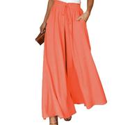 Pantaloni larghi estivi leggeri da donna Gonna-pantalone lunga a vita alta Pantaloni larghi con cordoncino e tasche da donna Pantaloni comodi larghi leggermente elasticizzati Pantaloni eleganti e como