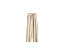 Pantaloni larghi in lana da donna,Pantaloni larghi casual con elastico in vita,Pantaloni larghi elastici con coulisse caldi, Beige, S