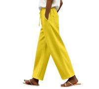 Pantaloni larghi in tessuto da donna eleganti - pantaloni da jogging da donna in cotone grandi dimensioni casual in lino, vestibilità casual, stile vintage, comodi da lavoro, pantaloni da lavoro Y2K
