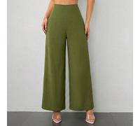 Pantaloni larghi in vita alta, con texture, di moda casual e semplice, adatti per il ritorno a scuola e per il pendolarismo, stile old money Petite XXS,Petite XS,Petite S,Petite M,Petite LColore unico