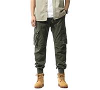 Pantaloni larghi larghi da uomo in cotone per la primavera e l'estate, per arrampicata, escursionismo, lavoro, larghi, pantaloni cargo, Esercito 8, 38 W