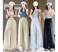 Pantaloni Larghi Tie Dye Estivi A Vita Alta In Stile Resort Con Laccio CF43439