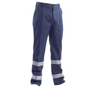 Pantaloni lavoro cotone massaua blu catarifrangenti alta visibilità dpi 1a cat
