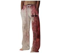 Pantaloni leggeri per Halloween, da uomo, comodi, da jogging, con orrore, schizzi di sangue, lunghi, problemi risolti e sanguinosi, con stampa, pantaloni sportivi horror bloody Print Streetwear, O