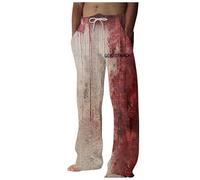 Pantaloni leggeri per Halloween, da uomo, comodi, da jogging, con orrore, schizzi di sangue, lunghi, problemi risolti e sanguinosi, con stampa, pantaloni sportivi horror bloody Print Streetwear, O