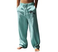Pantaloni Lino Uomo Estivi Lunghi Eleganti Pantaloni Spiaggi Elastico In Vita Leggeri Firmati Taglie Forti Pantalaccio Baggy Cotone E Lino Pantalone Palazzo Con Tasche E Coulisse Per Il Tempo Libero